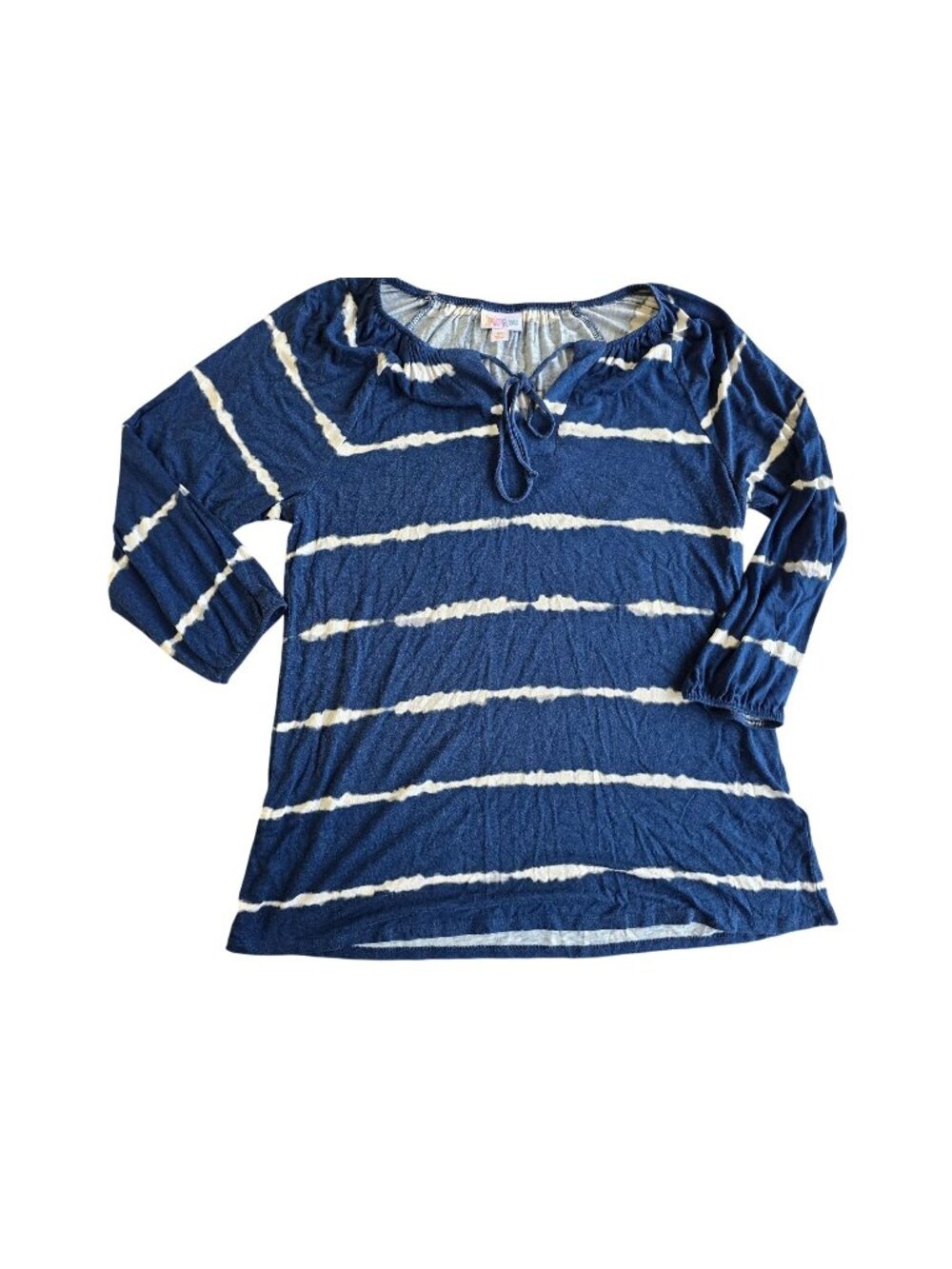 LuLaRoe Womens Tie-Dye Tunic Top Navy/White XS Cotton Blend Relaxed Fit
